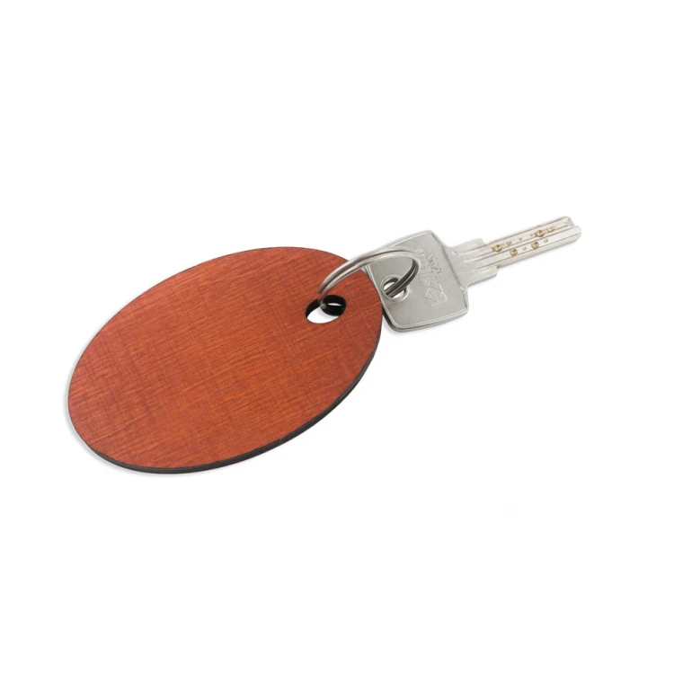 Wooden Keychain Oval 1 - Orange Color Size 80x50mm - BD038
