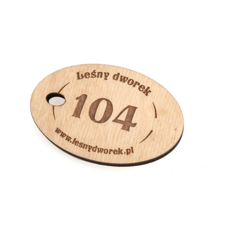 Wooden Keychain Oval 2 - natural color - dimensions 80x50mm - BD085