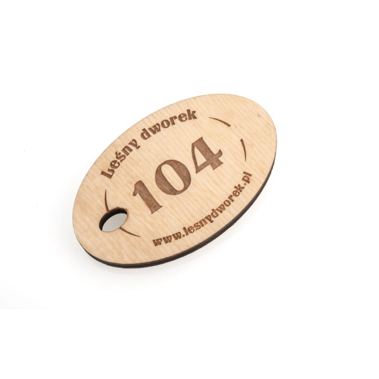 Wooden Keychain Oval 2 - natural color - dimensions 80x50mm - BD085