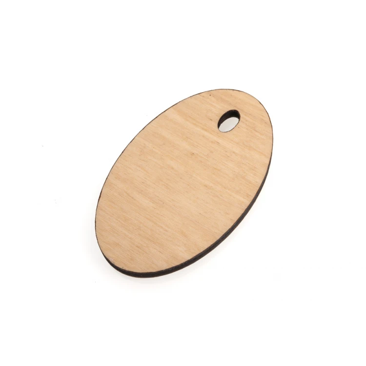 Wooden Keychain Oval 2 - natural color - dimensions 80x50mm - BD085