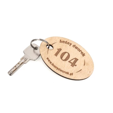 Wooden Keychain Oval 2 - natural color - dimensions 80x50mm - BD085