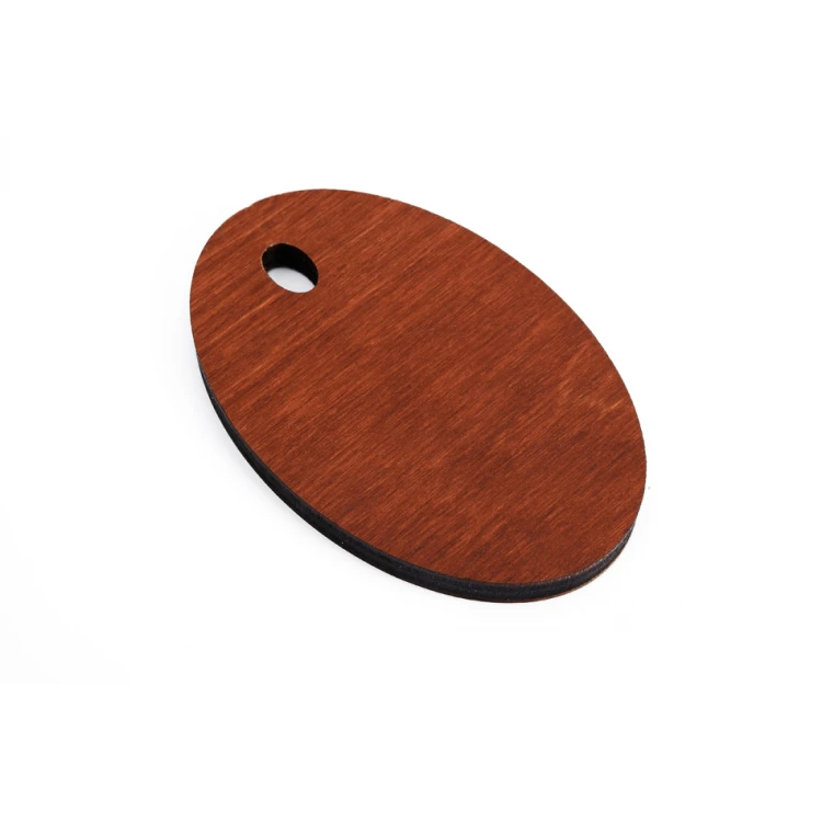 Wooden Keychain Oval 4 - light walnut color, dimensions 80x50mm - BD075