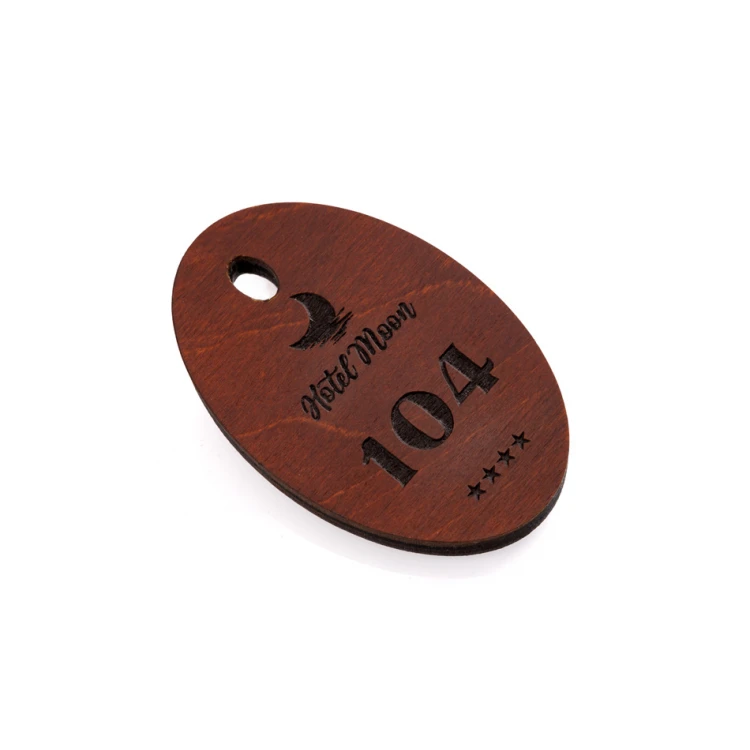 Wooden Keychain Oval 4 - light walnut color, dimensions 80x50mm - BD075