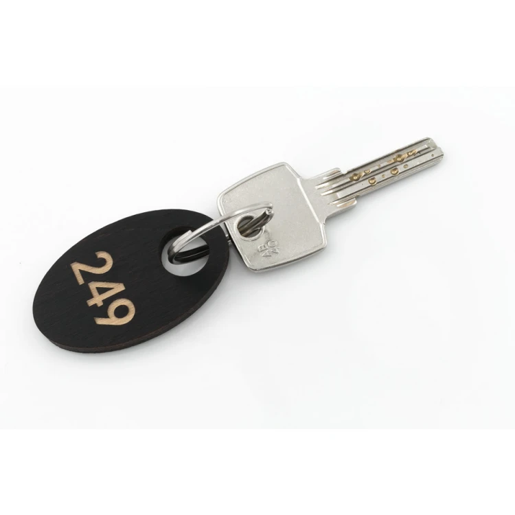 Wooden Keychain Oval Mini 5 - Wenge Color Dimensions 30x50mm - BD034