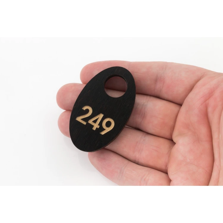 Wooden Keychain Oval Mini 5 - Wenge Color Dimensions 30x50mm - BD034