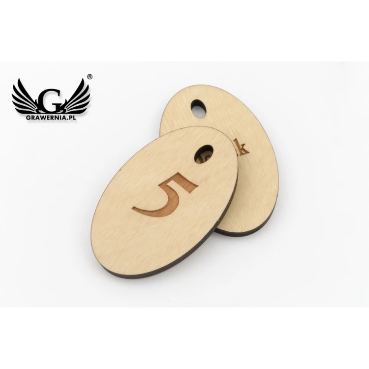 Wooden Keychain Oval 2 - natural color - dimensions 80x50mm - BD085