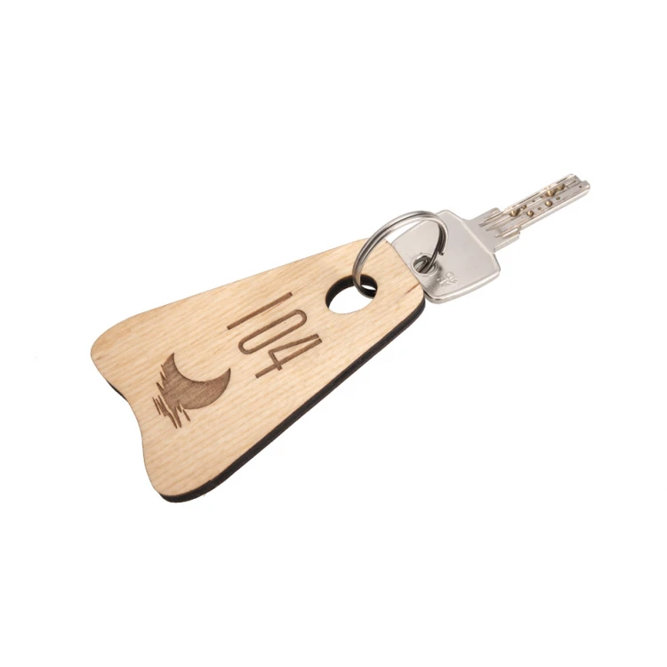 Wooden Keychain - Pioneer 2 Natural Color - dim. 80x60mm - BD086