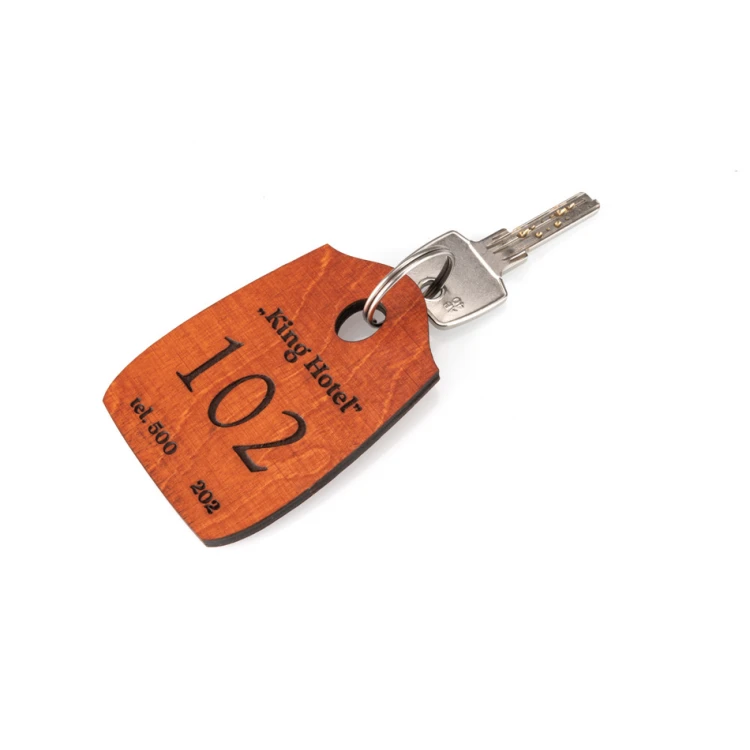 Wooden Pirate 1 Keychain - Orange Color, Size 80x55mm - BD040