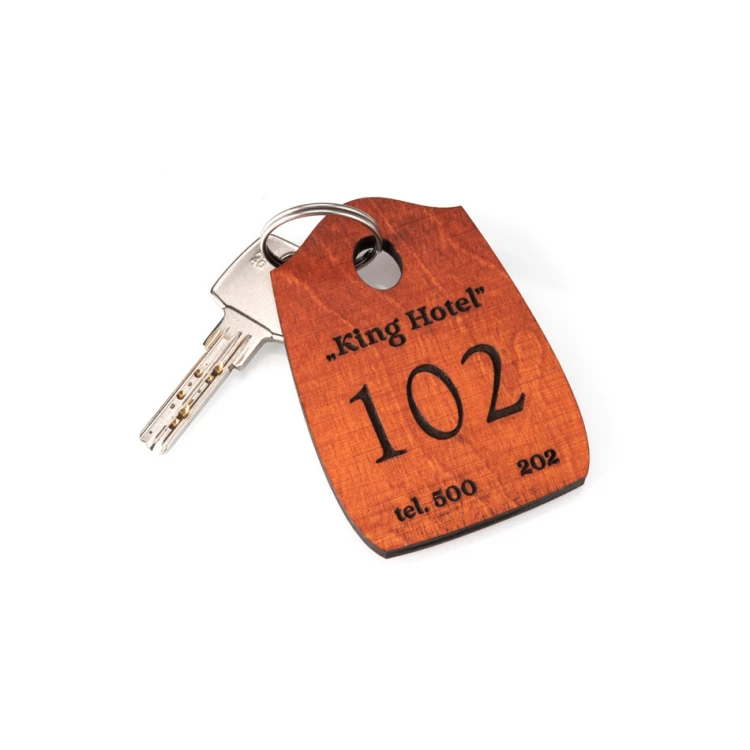 Wooden Pirate 1 Keychain - Orange Color, Size 80x55mm - BD040