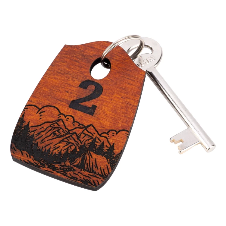 Wooden Pirate 1 Keychain - Orange Color, Size 80x55mm - BD040
