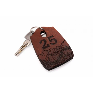 Wooden Keychain Pirate 4 - light walnut color, dimensions 80x55mm - BD089