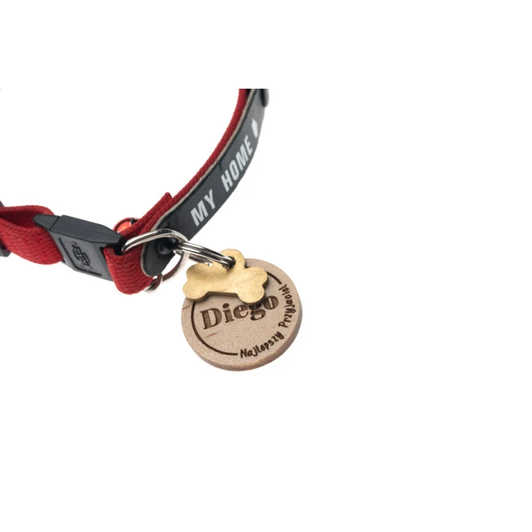 ID Tag - Premium Keyring for Dog and Cat with Engraving - Solid Maple Wood - BDZ051