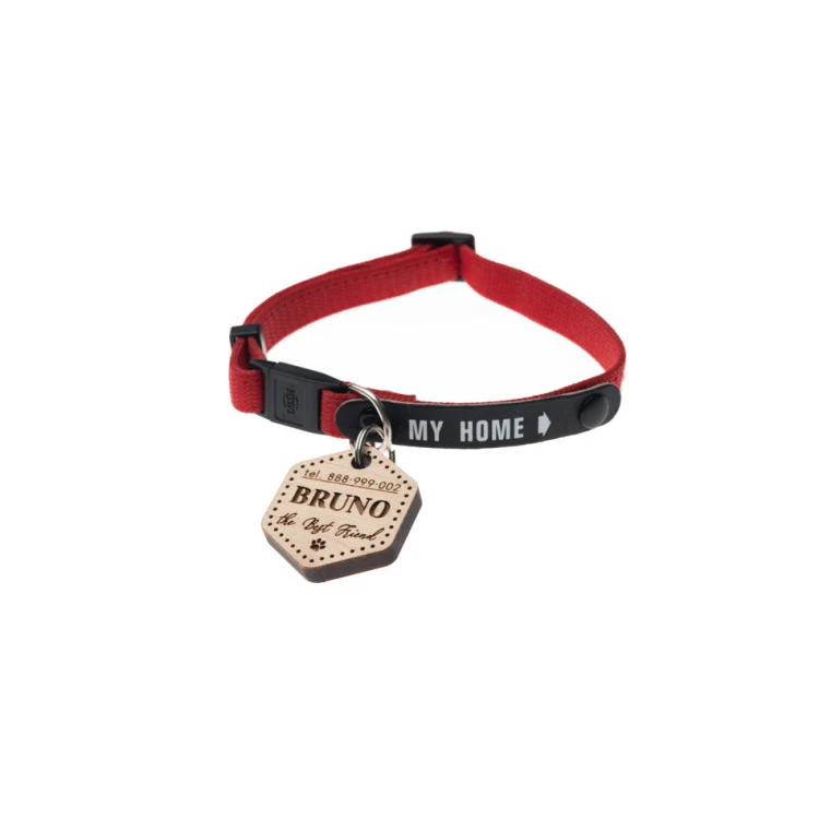 ID Tag - Premium Keyring for Dog and Cat with Engraving - Solid Maple Wood - BDZ052
