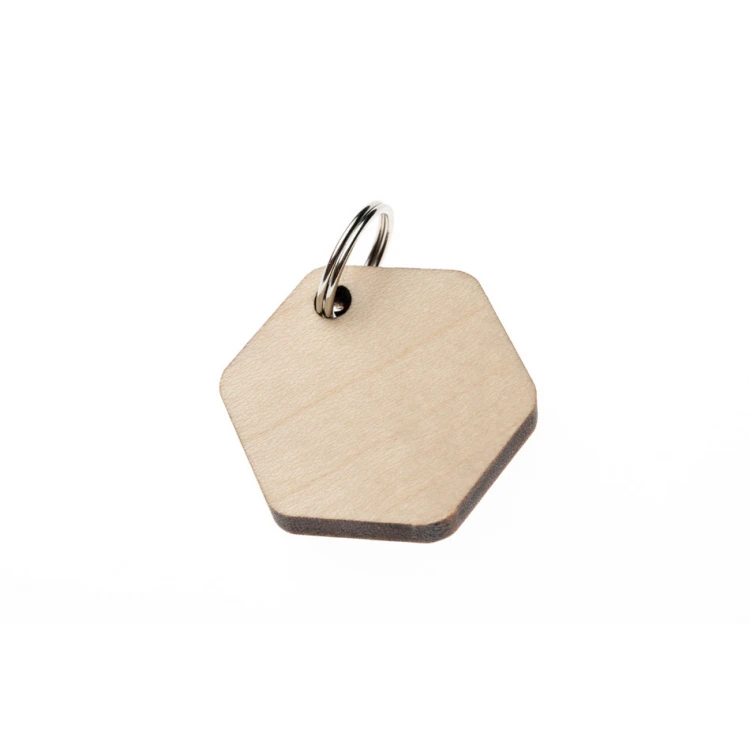ID Tag - Premium Keyring for Dog and Cat with Engraving - Solid Maple Wood - BDZ052