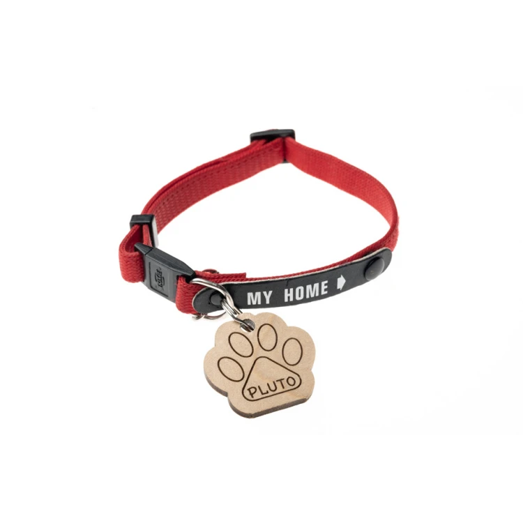 ID Tag - Premium Keyring for Dog and Cat with Engraving - Solid Maple Wood - BDZ053