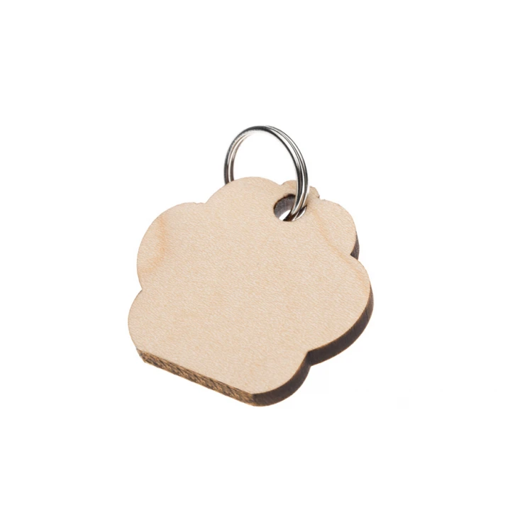 ID Tag - Premium Keyring for Dog and Cat with Engraving - Solid Maple Wood - BDZ053