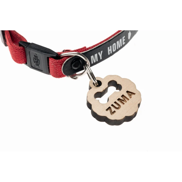 ID Tag - Premium Keychain for Dog and Cat with Engraving - Solid Maple Wood - BDZ054