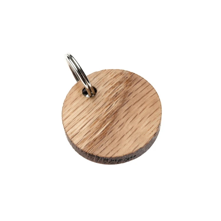 ID Tag - Premium Keyring for Dog and Cat with Engraving - Solid Red Oak Wood - BDZ055