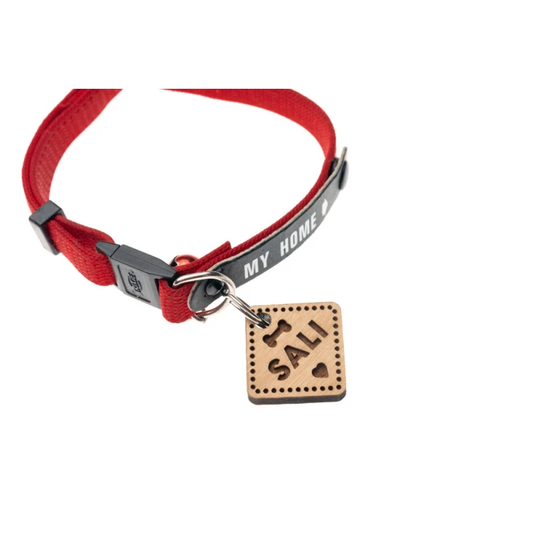 ID Tag - Premium Keyring for Dog and Cat with Engraving - Solid Alder Wood - BDZ058