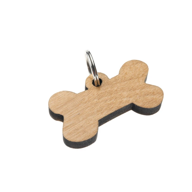 ID Tag - Premium Keyring for Dog and Cat with Engraving - Solid Alder Wood - BDZ059