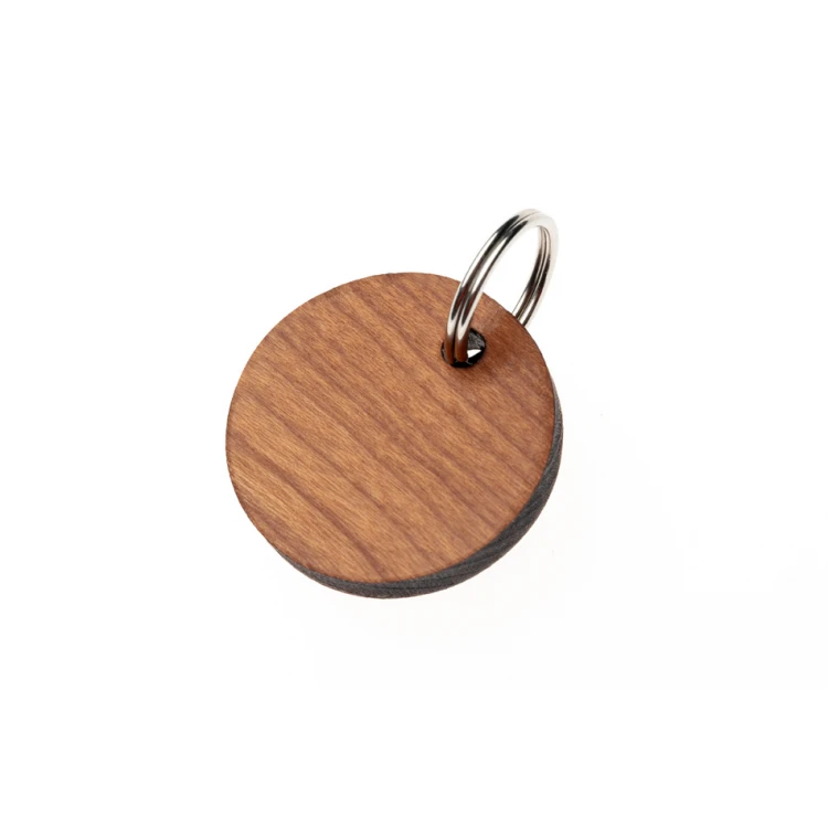 ID Tag - Premium Keyring for Dog and Cat with Engraving - Solid Cherry Wood - BDZ060