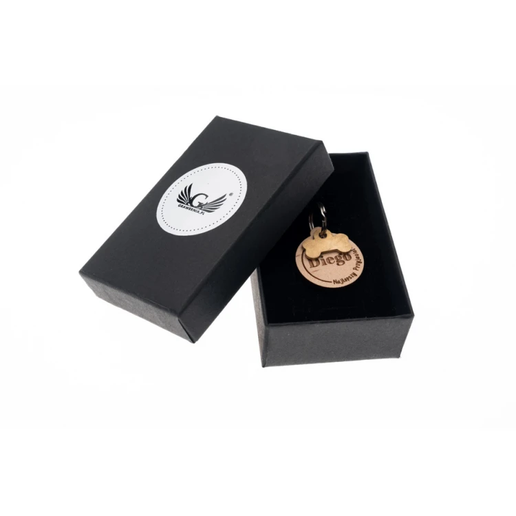 ID Tag - Premium Keyring for Dog and Cat with Engraving - Solid Maple Wood - BDZ051