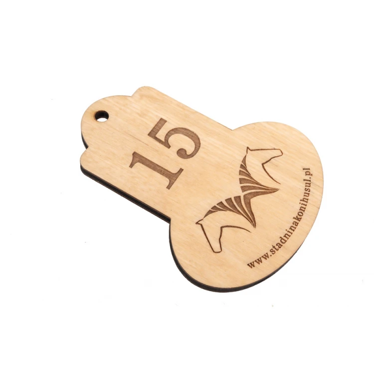 Retro 2 Wooden Keychain - Natural Color - Size 95x75mm - BD084