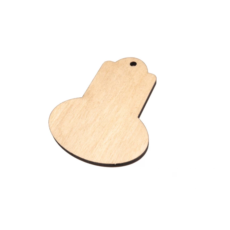 Retro 2 Wooden Keychain - Natural Color - Size 95x75mm - BD084