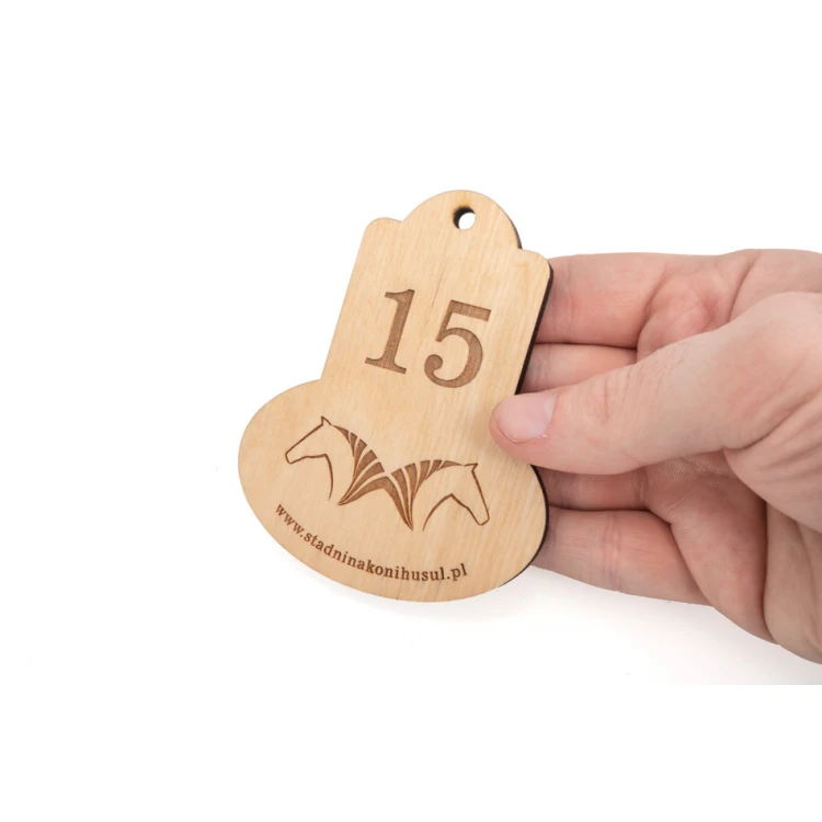 Retro 2 Wooden Keychain - Natural Color - Size 95x75mm - BD084