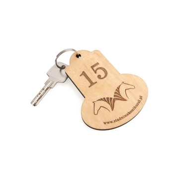 Retro 2 Wooden Keychain - Natural Color - Size 95x75mm - BD084