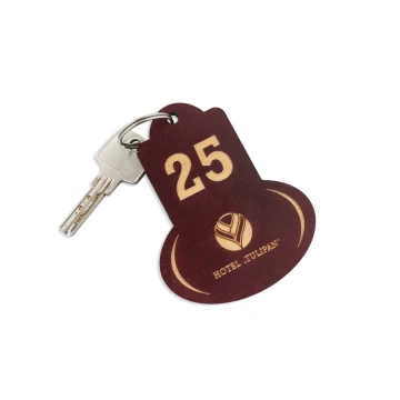 Wooden Keychain - Retro 3 Color Dark Cherry Size 95x75mm - BD054