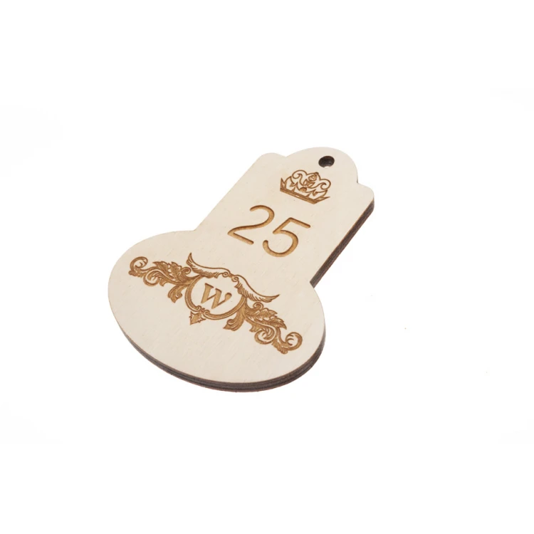 Retro 6 Wooden Keychain - White Color - Size 95x75mm - BD057
