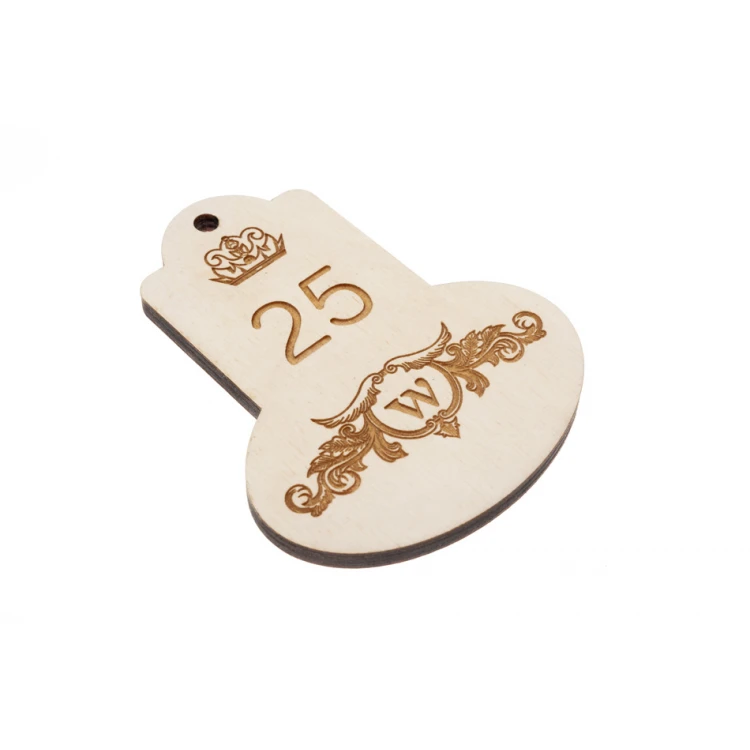 Retro 6 Wooden Keychain - White Color - Size 95x75mm - BD057