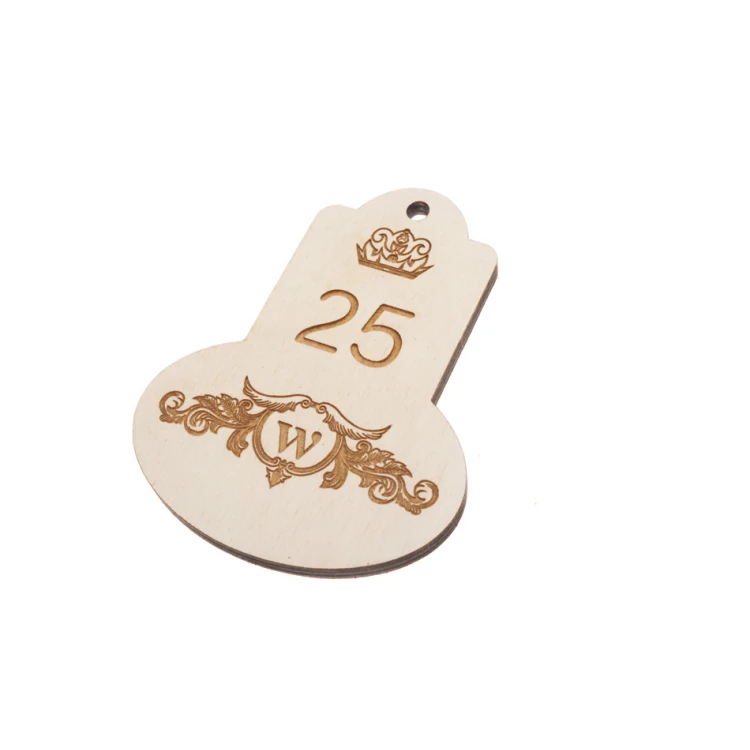 Retro 6 Wooden Keychain - White Color - Size 95x75mm - BD057