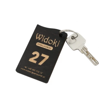Simona 5 Wooden Keychain - Wenge Color dim. 50x80mm - BD033