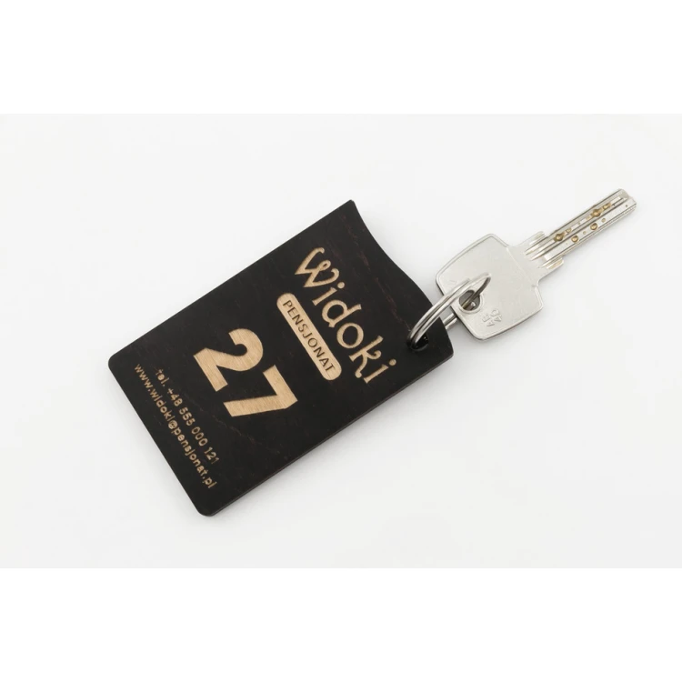 Simona 5 Wooden Keychain - Wenge Color dim. 50x80mm - BD033