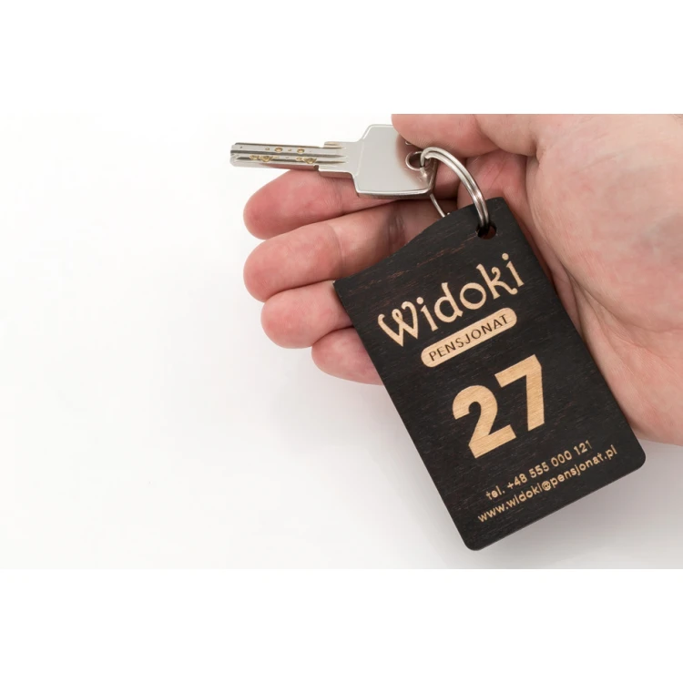 Simona 5 Wooden Keychain - Wenge Color dim. 50x80mm - BD033