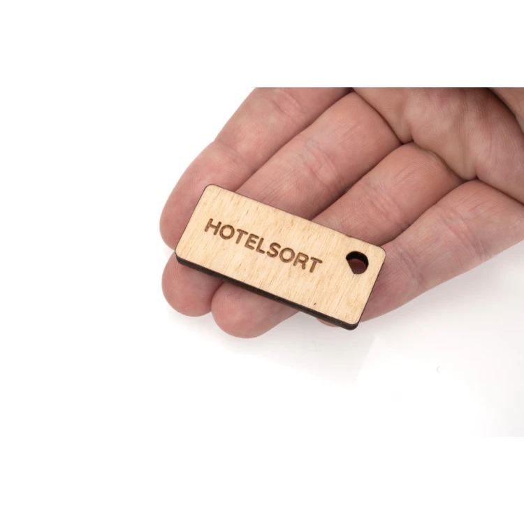 Wooden Keychain Split 2 - Natural Color - Size 45x20mm - BD088