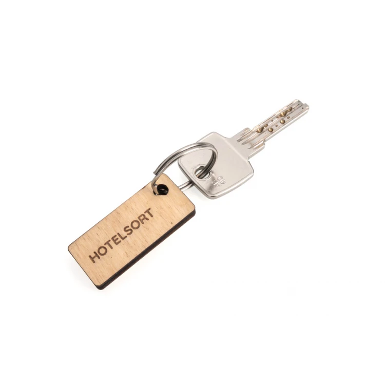 Wooden Keychain Split 2 - Natural Color - Size 45x20mm - BD088
