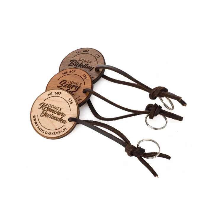 Trento Premium Wooden Keychain - Solid Cherry Wood - Size 60x60mm - BD094