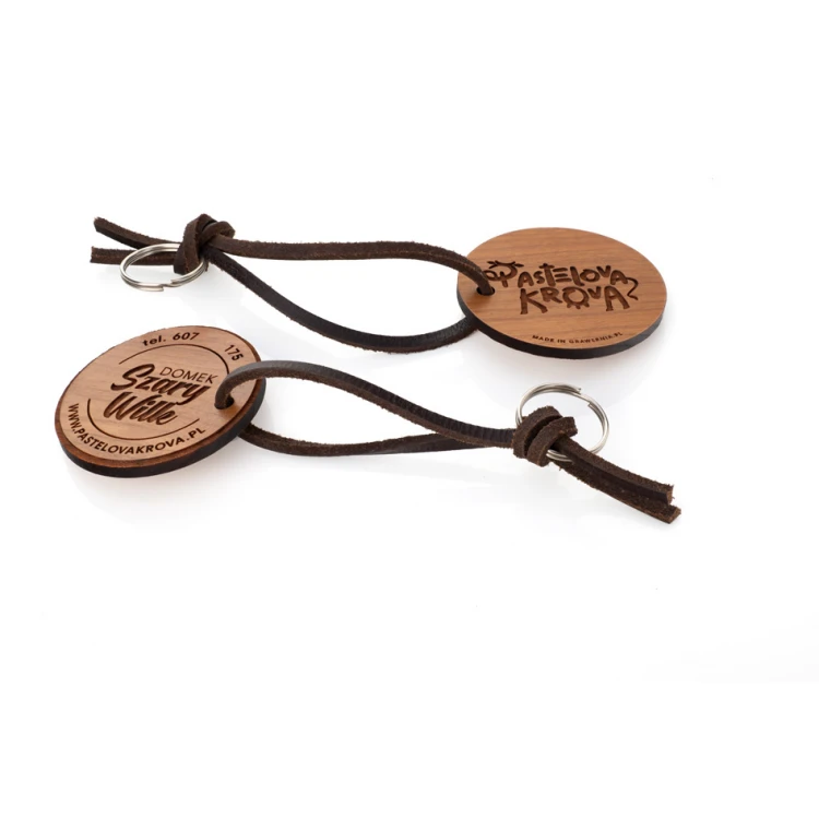 Trento Premium Wooden Keychain - Solid Cherry Wood - Size 60x60mm - BD094