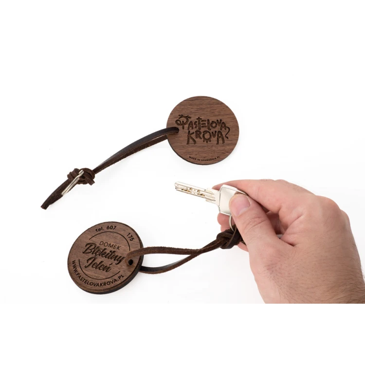 Trento Premium Wooden Keychain - Solid Walnut Wood - Size 60x60mm - BD095