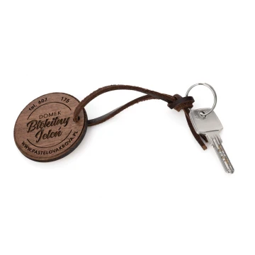 Trento Premium Wooden Keychain - Solid Walnut Wood - Size 60x60mm - BD095