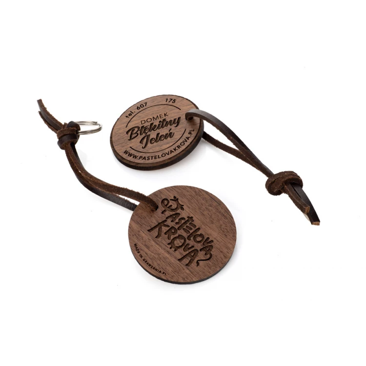 Trento Premium Wooden Keychain - Solid Walnut Wood - Size 60x60mm - BD095