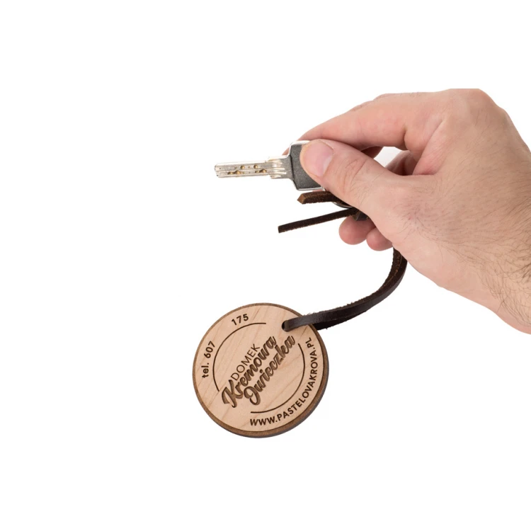 Trento Premium Wooden Keychain - Solid Maple Wood - Size 60x60mm - BD096