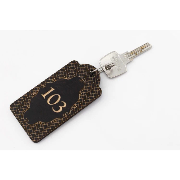 Vintage 5 Wooden Keychain - Wenge Color dim. 90x45mm - BD032