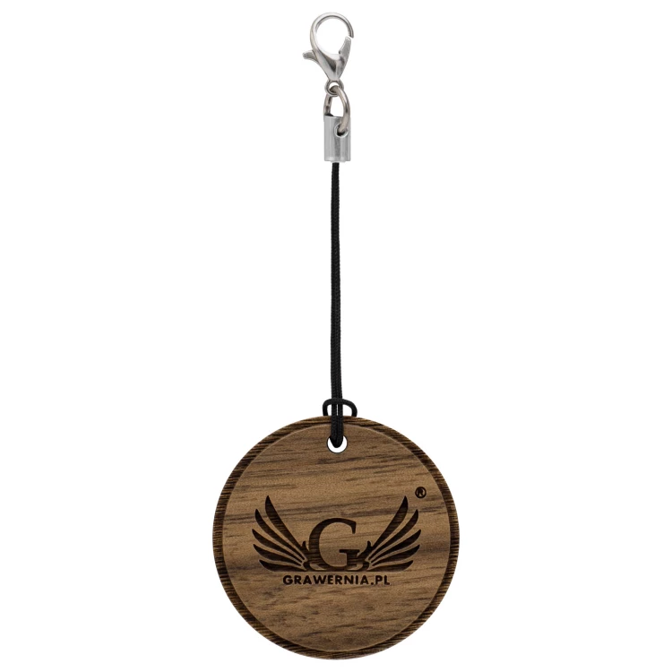 Wooden key ring with engraving - solid walnut wood - size 34 mm - BRL040