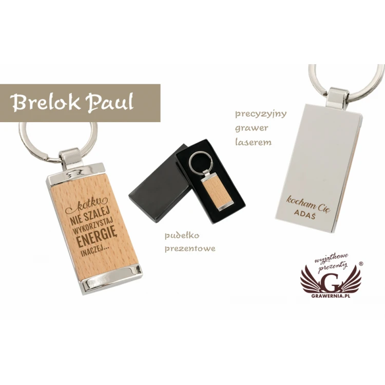 Wooden Keychain with Engraving - Paul - BP76