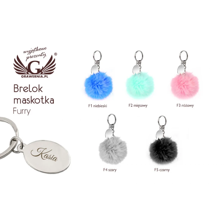 Furry Keychain with Custom Engraving - BP081