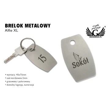Hotel Keychain - ALFIE Steel XL 2mm thick - size: 75x45mm - BM030